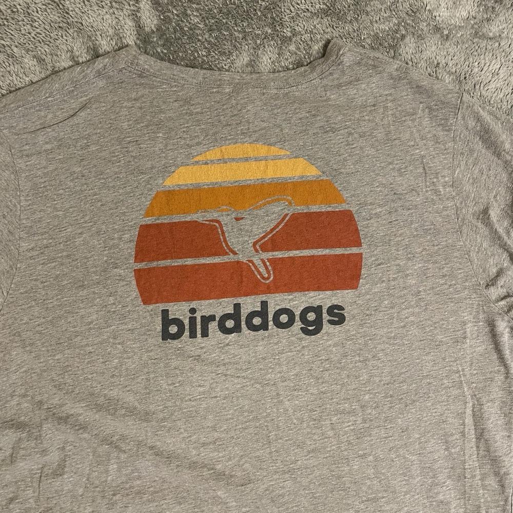 Birddogs Long Sleeve T-Shirt Mens XL Gray Retro Logo Hiking Crewneck Heather